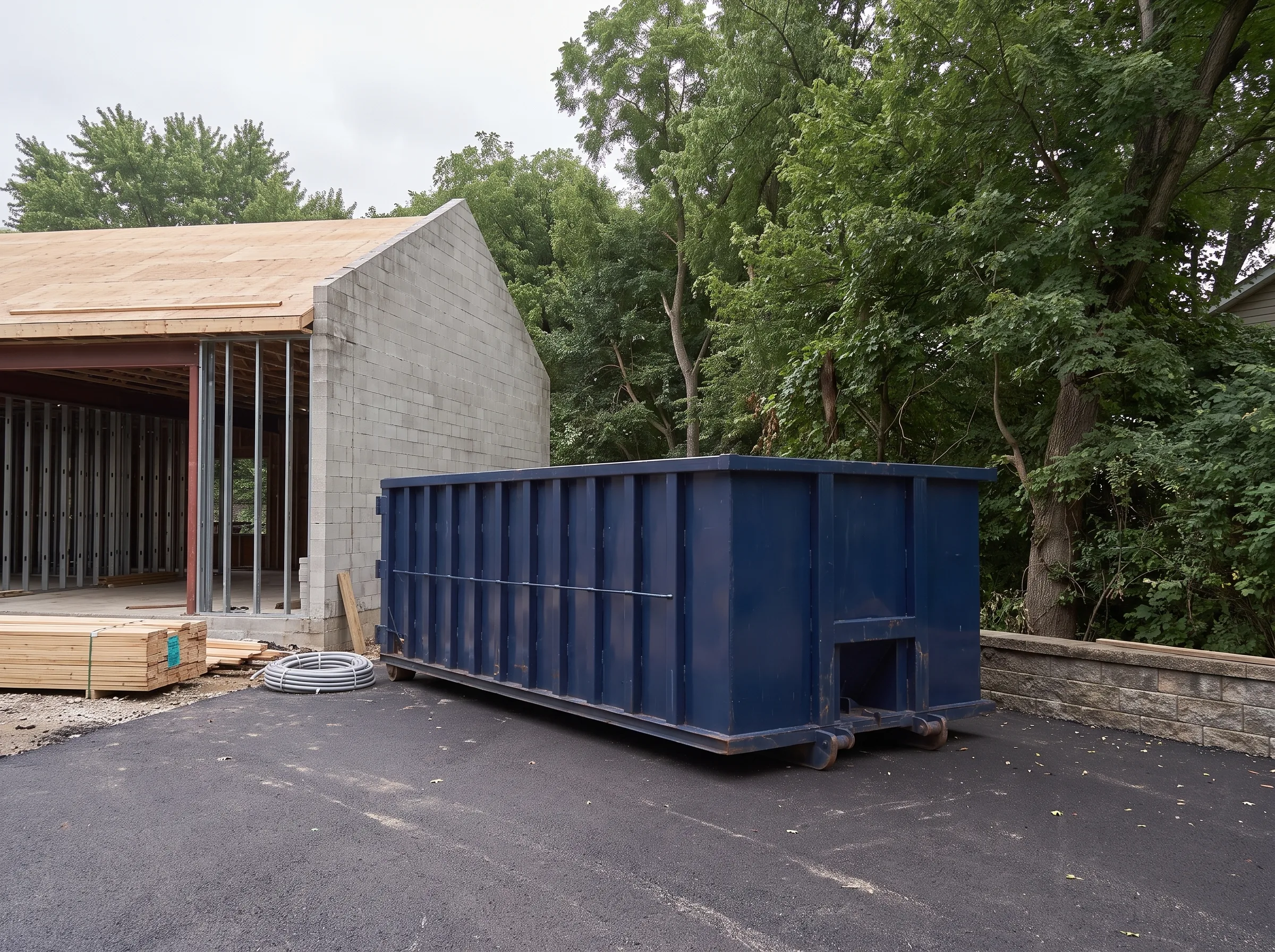 Roll-off dumpster being loaded in New Hampshire
